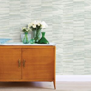 Lithos Sage Geometric Marble Wallpaper