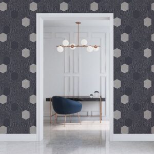 Momentum Navy Geometric Wallpaper