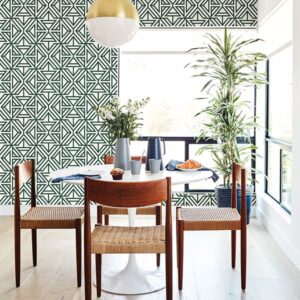 Helios Green Geometric Wallpaper