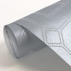 Voltaire Silver Beaded Geometric Wallpaper