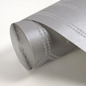 Voltaire Platinum Beaded Geometric Wallpaper