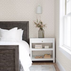Voltaire Platinum Beaded Geometric Wallpaper