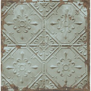 0037299 tin ceiling teal distressed tiles