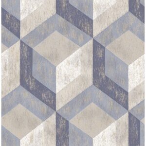 0037311 rustic wood tile blue geometric