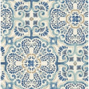 0037620 florentine blue tile wallpaper
