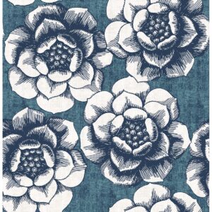 0037700 fanciful blue floral wallpaper
