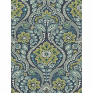 0037710 night bloom navy damask wallpaper
