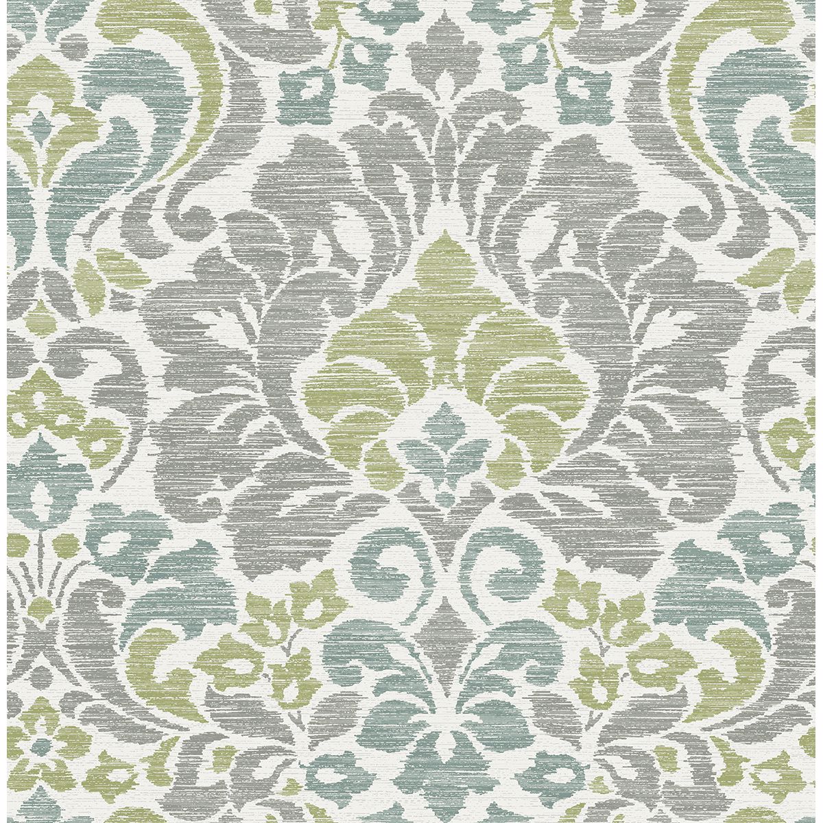 Garden of Eden Green Damask Wallpaper