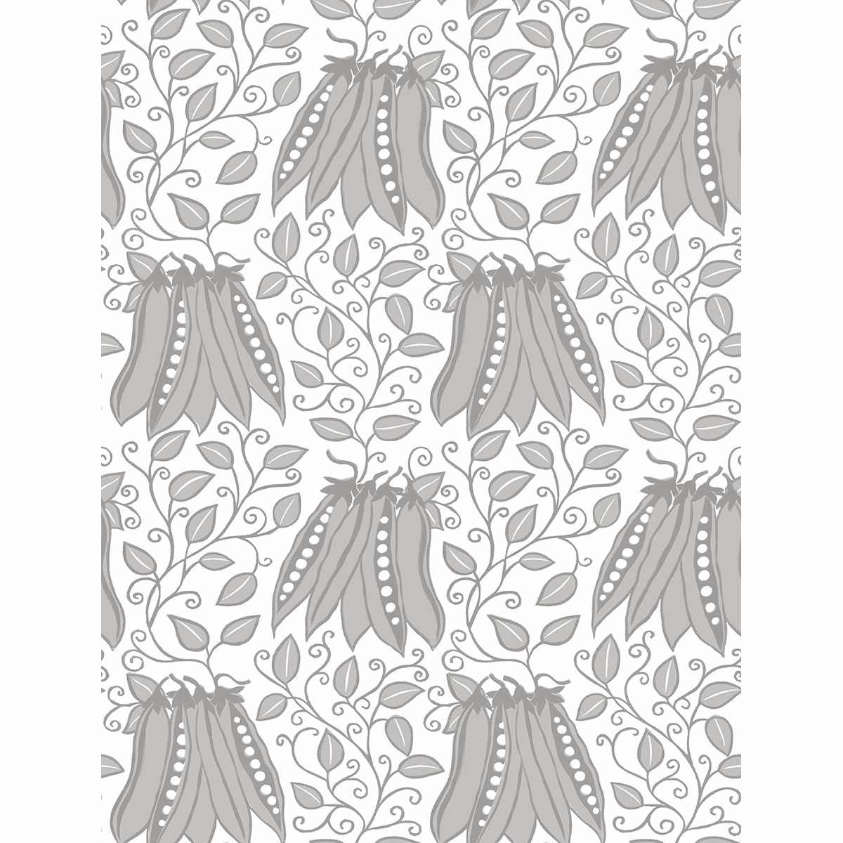 Peas in a Pod Light Grey Garden Wallpaper