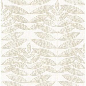 0038011 akira beige leaf wallpaper