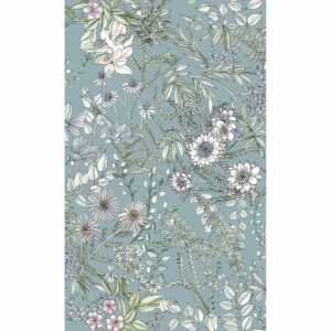 0038018 full bloom blue floral wallpaper