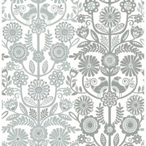 0038038 lovebirds slate folk stripe wallpaper