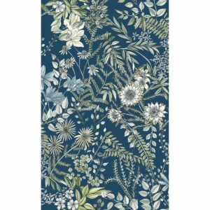 0038057 full bloom navy floral wallpaper