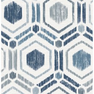0038153 borneo blue geometric grasscloth wallpaper