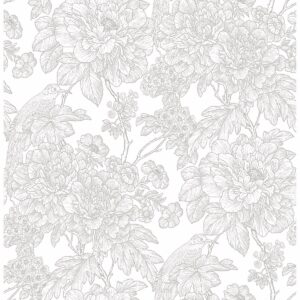 0038159 birds of paradise breeze grey floral wallpaper