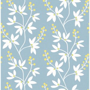 0038165 linnea elsa light blue botanical trail wallpaper