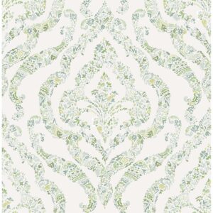 0038175 featherton light green floral damask wallpaper