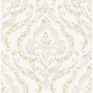0038197 featherton mustard floral damask wallpaper