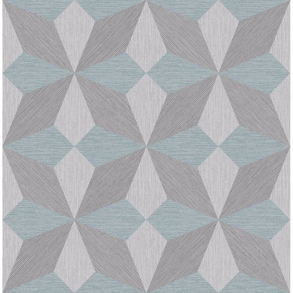Valiant Aqua Faux Grasscloth Geometric Wallpaper