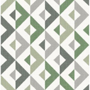 0038346 seesaw green geometric faux linen wallpaper