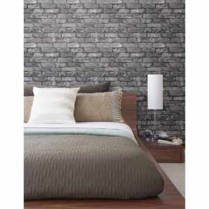Debs Grey Exposed Brick Wallpaper