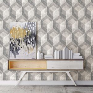 Clarabelle Grey Rustic Wood Tile Wallpaper
