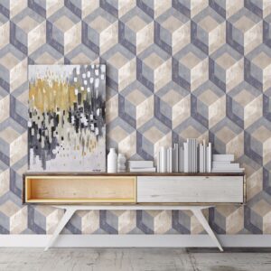Clarabelle Blue Rustic Wood Tile Wallpaper