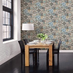 Estrada Blue Marrakesh Tiles Wallpaper