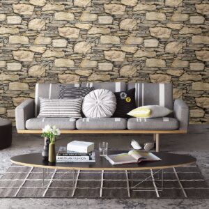 Cesar Beige Stone Wall Wallpaper