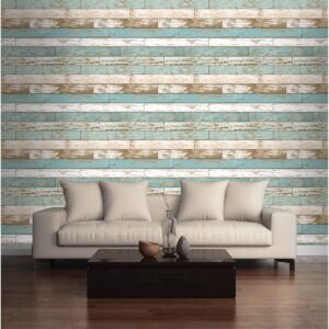 Levi Turquoise Scrap Wood Wallpaper