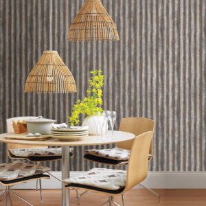 Kirkland Charcoal Corrugated Metal Wallpaper