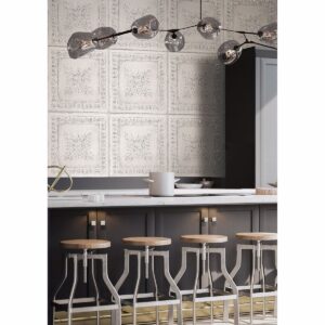 Hillman White Ornamental Tin Tile Wallpaper