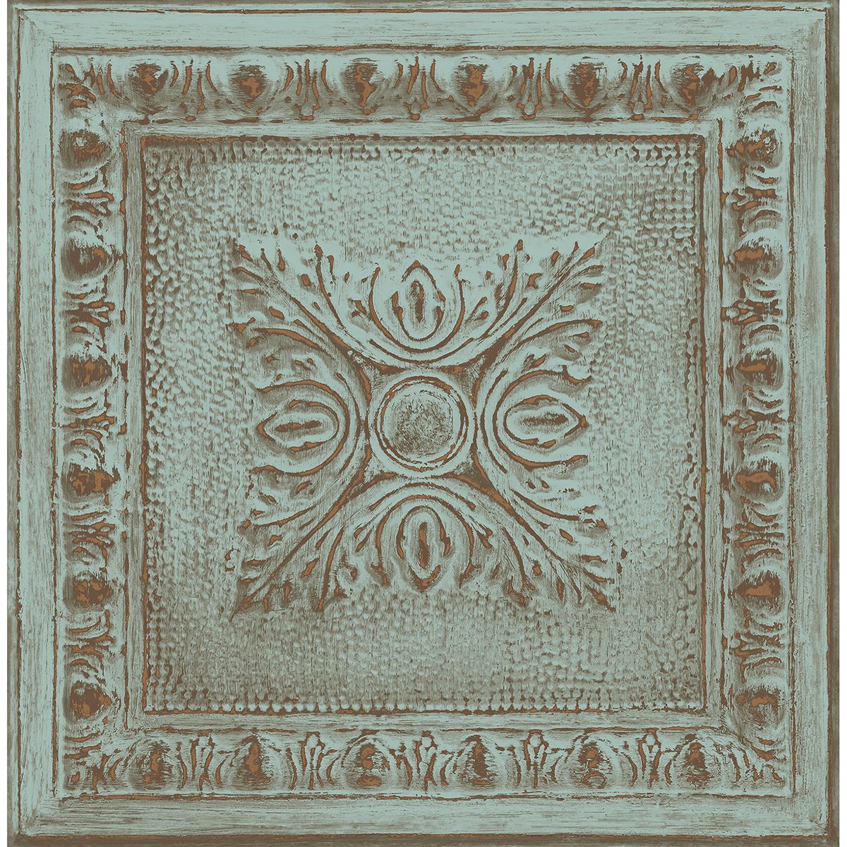 0038472 hillman turquoise ornamental tin tile wallpaper