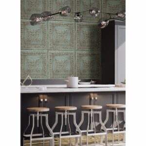 Hillman Turquoise Ornamental Tin Tile Wallpaper