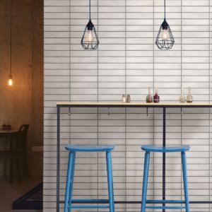 Midcentury Light Grey Modern Bricks Wallpaper