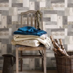 Knock on Wood Neutral Distressed Wallpaper