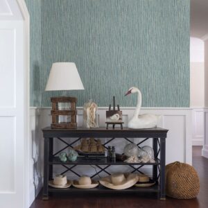 Raffia Aqua Faux Grasscloth Wallpaper