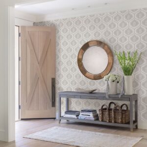 Laurel Light Grey Ogee Wallpaper