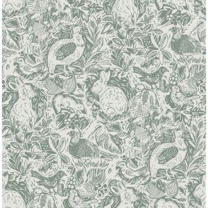 0041732 revival dark green fauna wallpaper