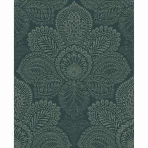 0041742 triumph dark green medallion wallpaper