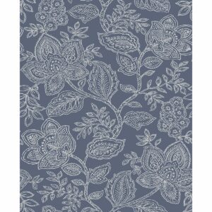 0041752 larkin blue floral wallpaper