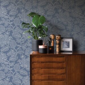 Larkin Blue Floral Wallpaper
