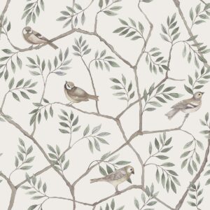 0041905 crossbill off white branches wallpaper