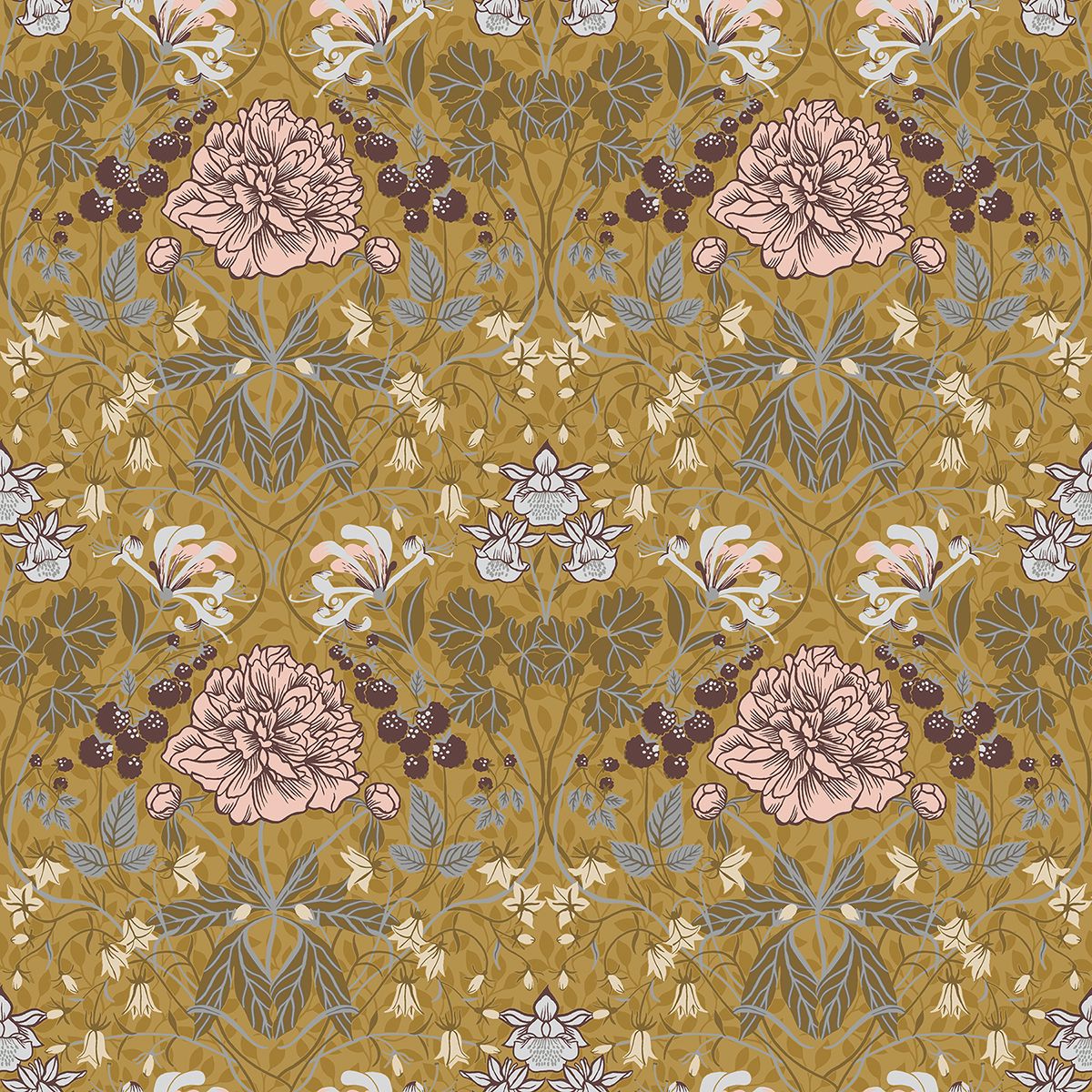 0041953 celestine mustard floral wallpaper