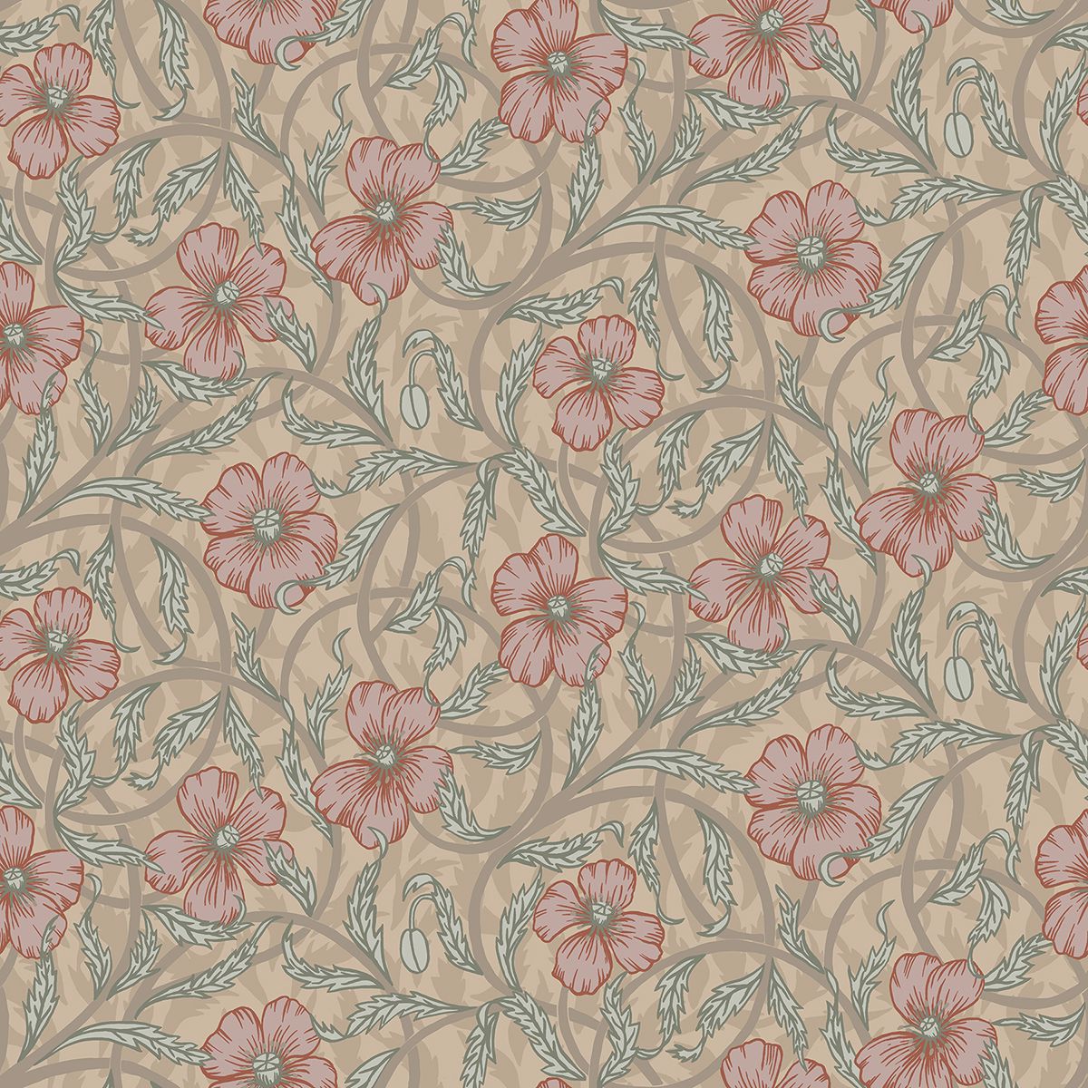 0041965 imogen light brown floral wallpaper