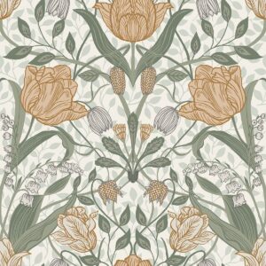 0041979 tulipa green floral wallpaper