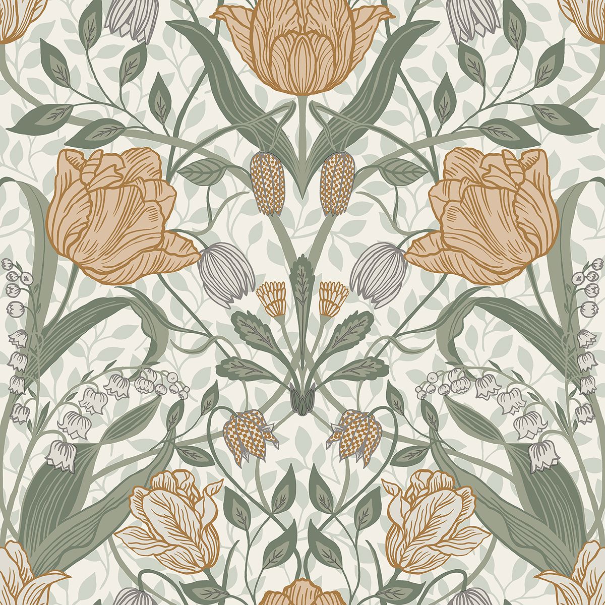 0041979 tulipa green floral wallpaper