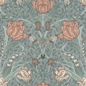 0041983 tulipa sage floral wallpaper