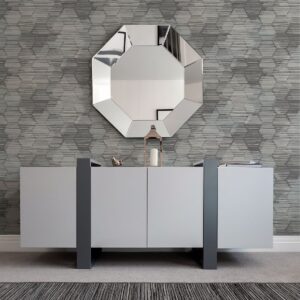 Jabari Charcoal Geometric Faux Grasscloth Wallpaper