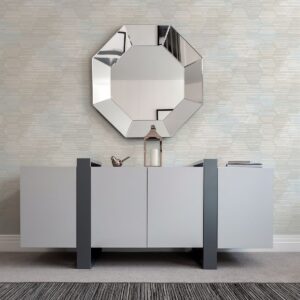 Jabari Grey Geometric Faux Grasscloth Wallpaper